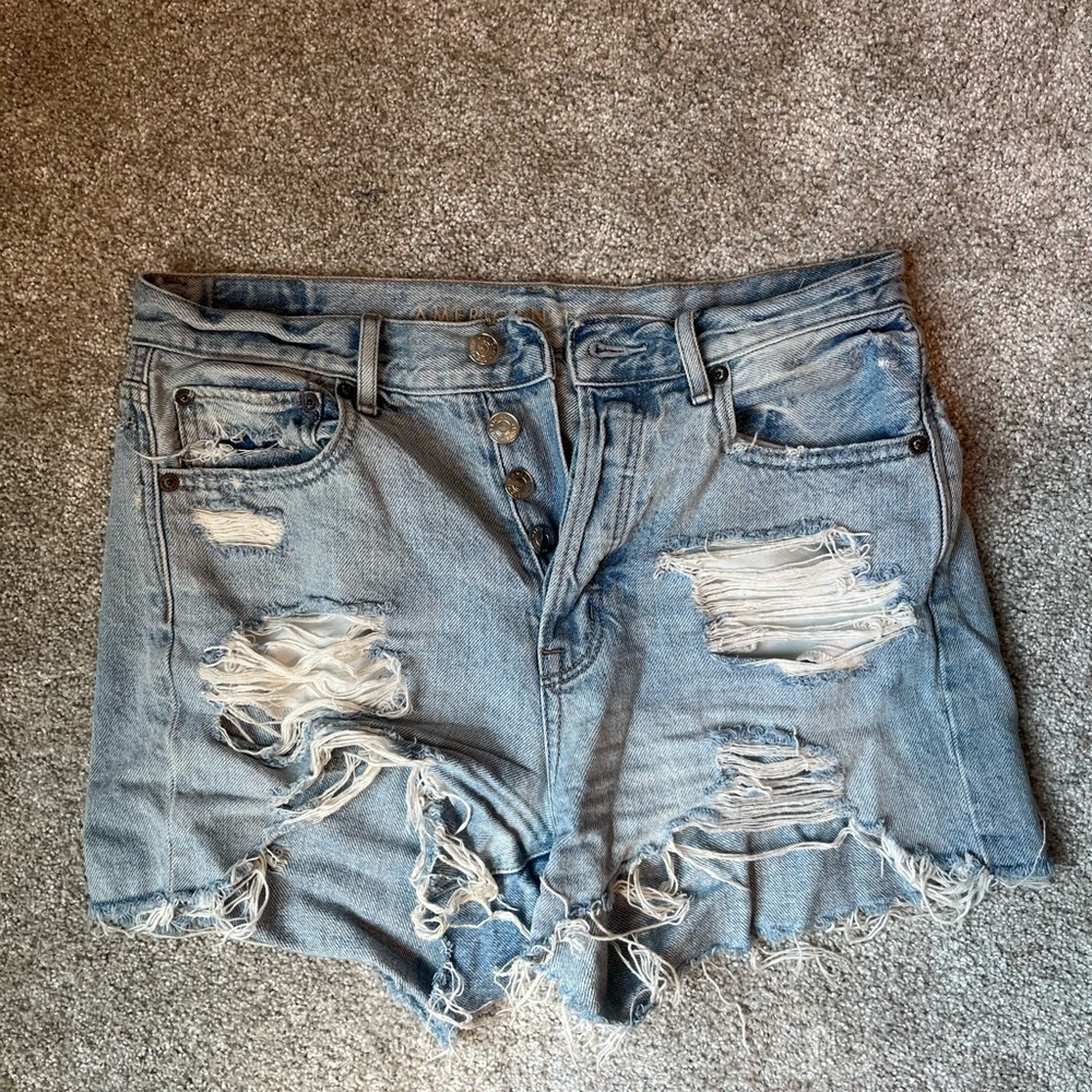 American Eagle Outfitters Light Blue Distressed Jean Shorts
